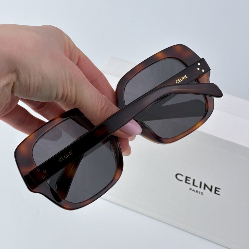 Celine 3 DOTS Women BRAND NEW Sunglasses Havana Smoke Geometric CL40241F 53A - Picture 4 of 11